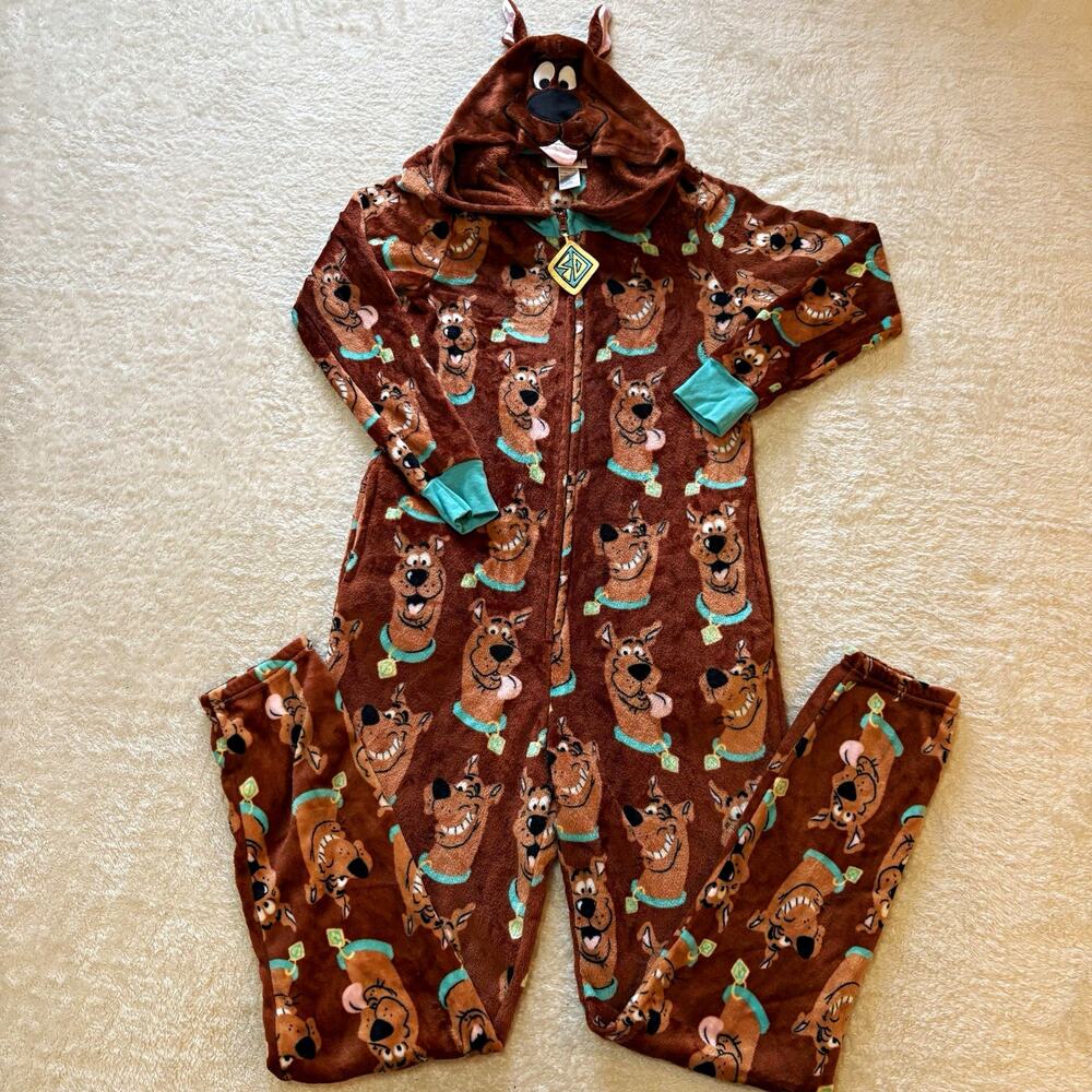 Scooby-Doo Women’s XS 0-2 Hooded Union Suit One Piece Pajamas Fleece Sleeper